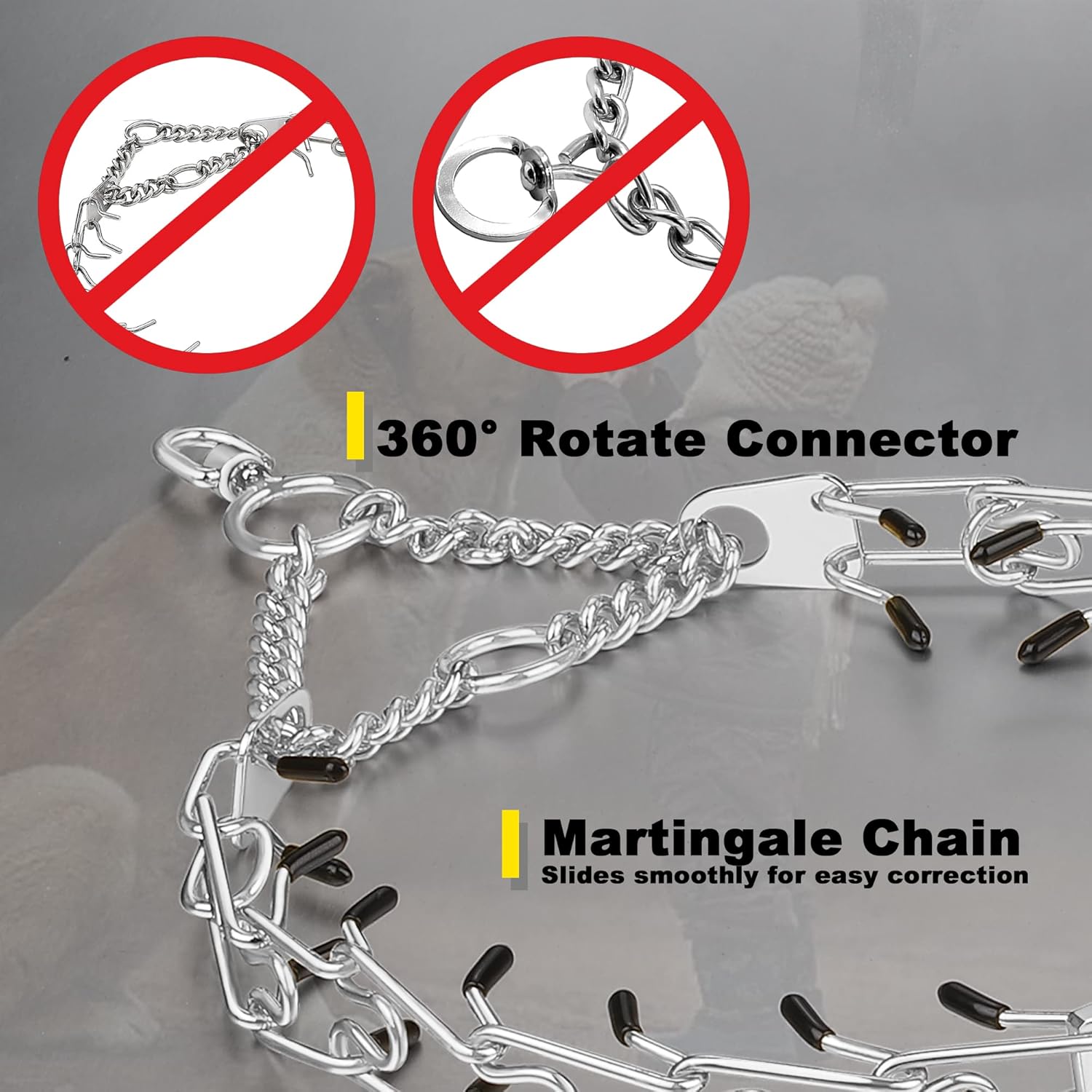 Dog Chain Collar Adjustable Stainless Steel Links Chain with Quick Release Buckle for Medium Large Dogs.(Buckle, Silver)