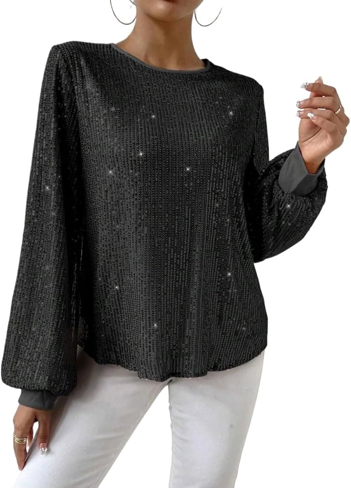 black sequence blouse