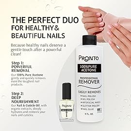 Pronto 8 Oz 100% Pure Acetone Nail Polish Remover and Cuticle Oil, Pure Acetone for All Nail Polish Types including Gel, Acrylic & Sculptured Nails, Gel Nail Polish Remover and Nail Repair, Duo Pack