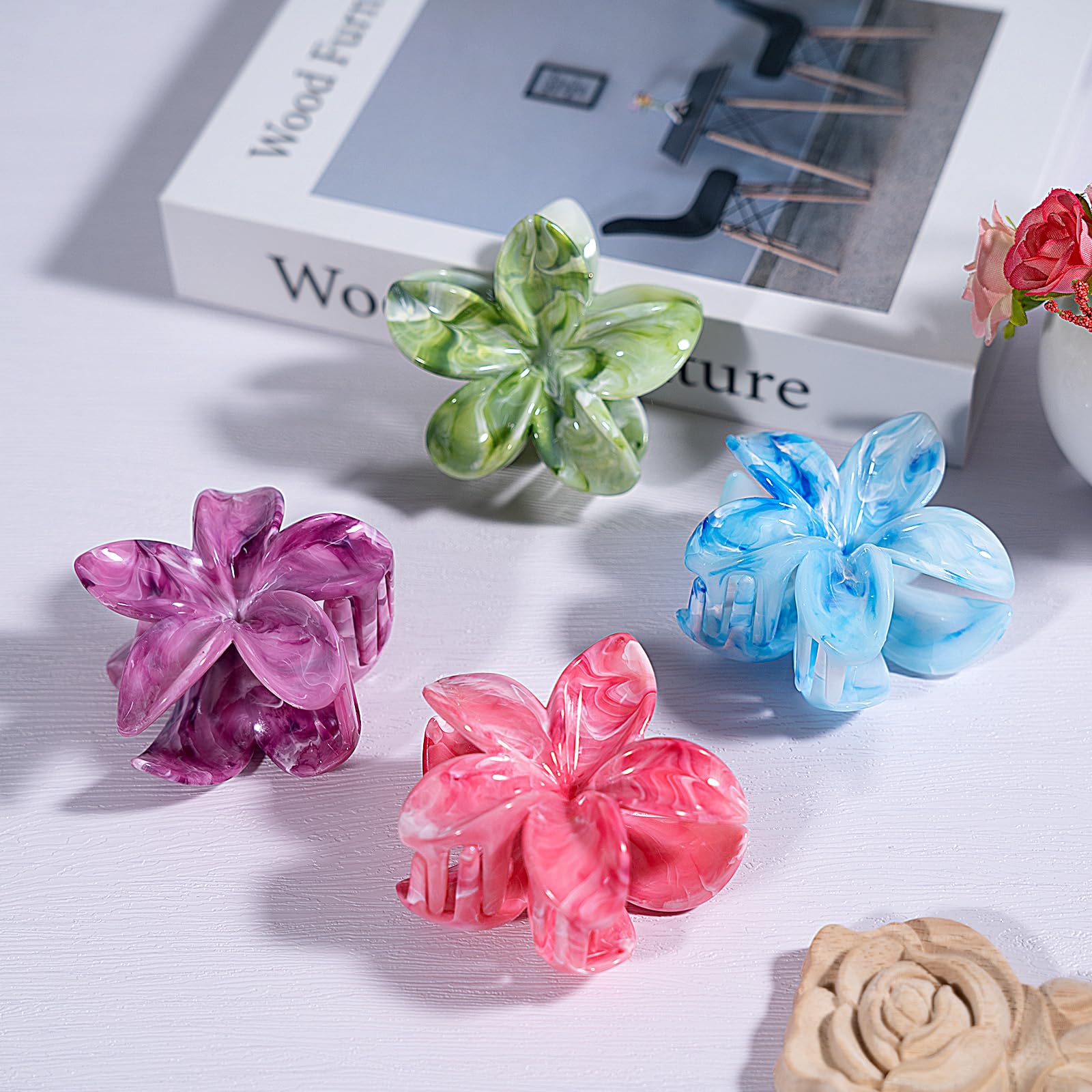 Pinzas Pelo Mujer Flor para Cabello Fino y Grueso, Accesorios Peinar