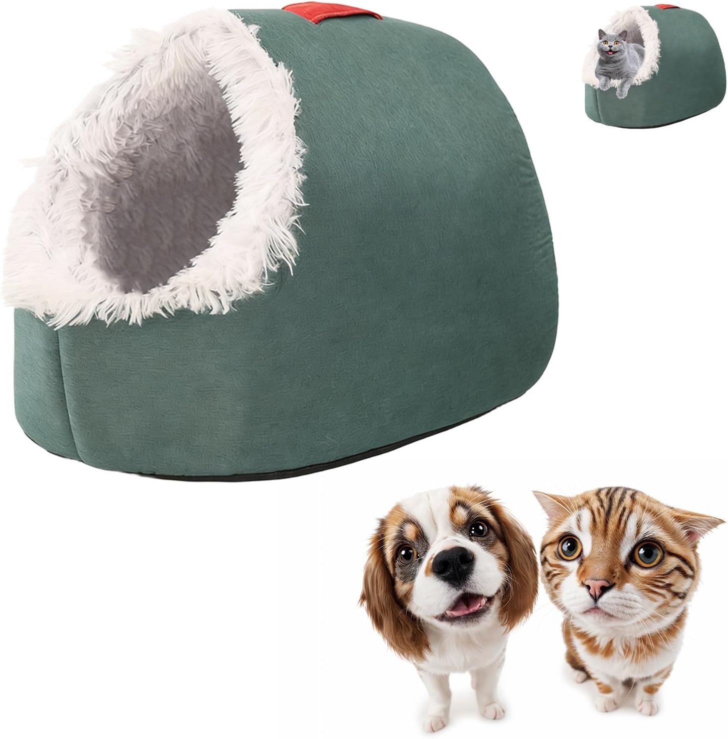 Winter Warm Pet Cave Bed, 2026 New Winter Cozy Cat Tent for Indoor, Soft Plush Cozy Indoor Nest with Non-Slip Bottom for Small Medium Dogs, Cats (Gray, L, 20 * 16 * 15inches)