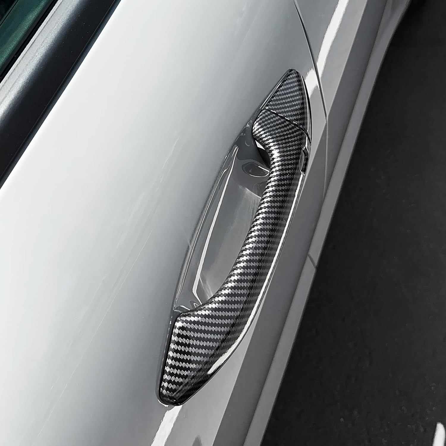 ABS Car Exterior Door Handle Cover Set Outside Door Handle Cover Compatible with Kia K4 2025-2026 Accessories (Carbon Fiber Style)