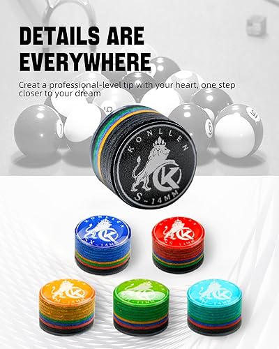 Miniatura 5 de KONLLEN Puntas de Taco de Piscina 9 Capas Arcoíris para Billar (Durezas SXSSSMMHH) (Tamaño 11mm14mm) Punta de Taco de Piscina con Junta Transparente