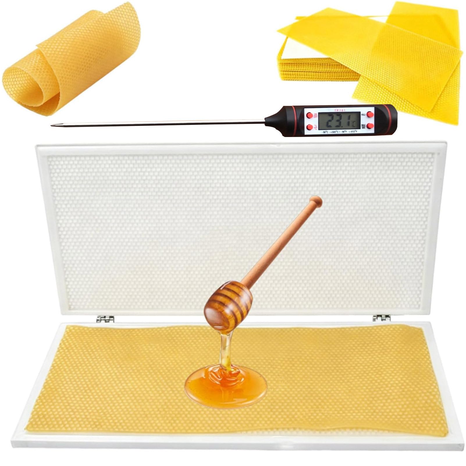Oiyekntd Beeswax Foundation Sheet Mold Casting Machine, 4.8mm/5.35mm Eyes Comb Foundation Press Tool Bee Wax Embossing Molding Beekeeping Supplies Equipment 5.35mm