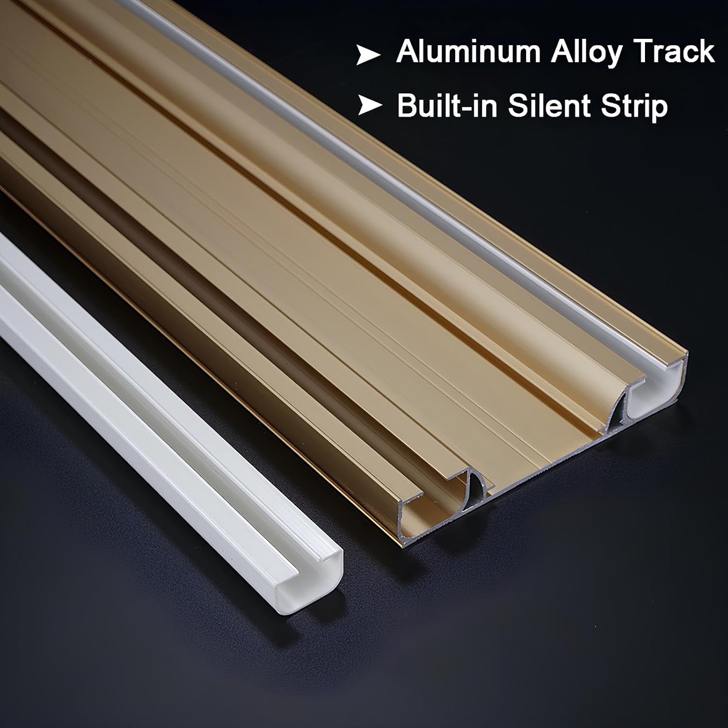 Champagne 1.40m Heavy-Duty Silent Aluminum Ceiling Curtain Rod for Privacy Curtains, Living Room & Bedroom Décor, Durable & Stylish Window Treatment Solution