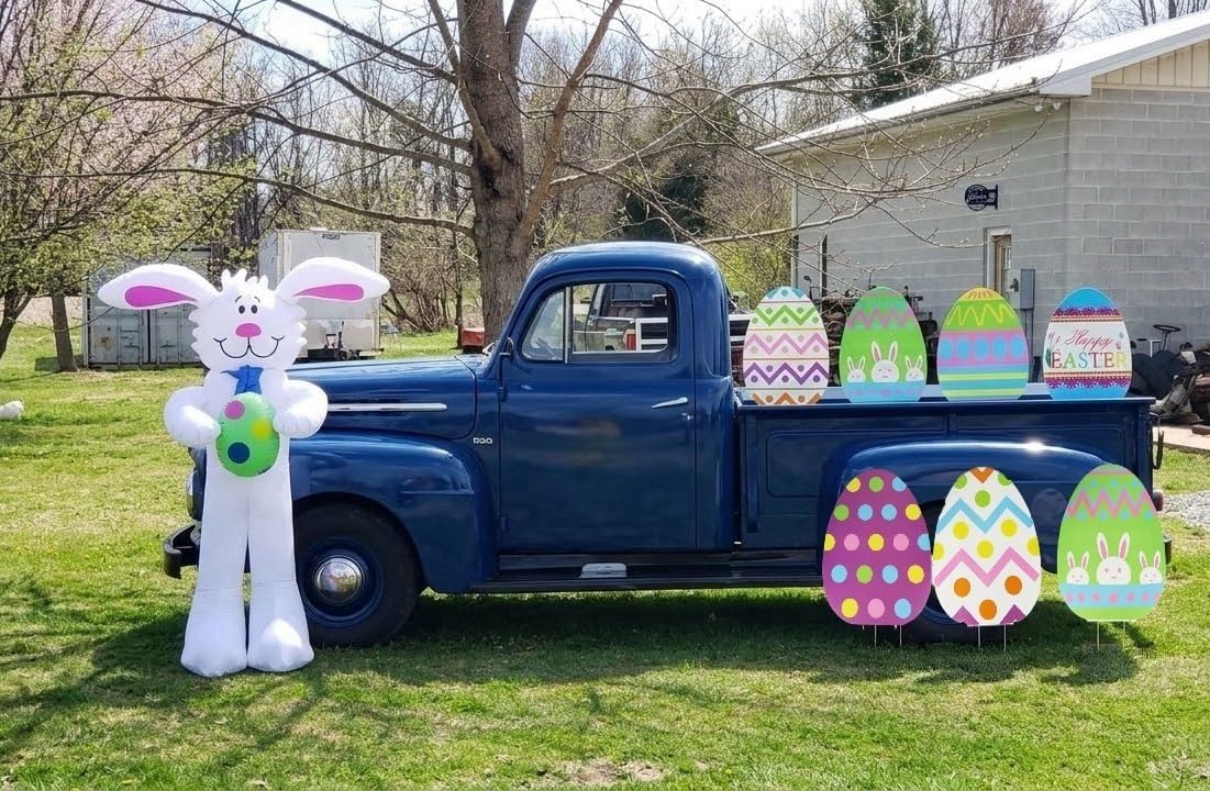 GIFTEXPRESS 6-Pack 26 Inch Giant Easter Egg Yard Sign - Large Yard Decorations with Metal Stakes - Egg Hunt Decor Spring Party Decor for Outdoor Lawns, Pathway or Walkway