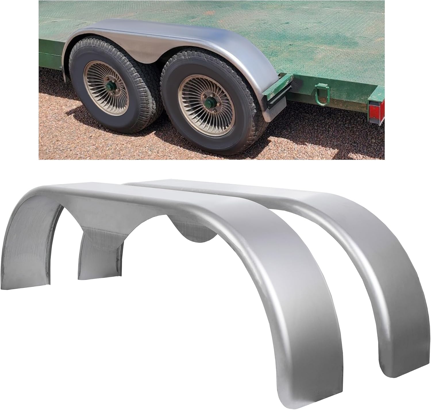 Tandem Round Trailer Fenders Compatible with 13 Inch To 15 Inch Wheels Unpainted Set of 2