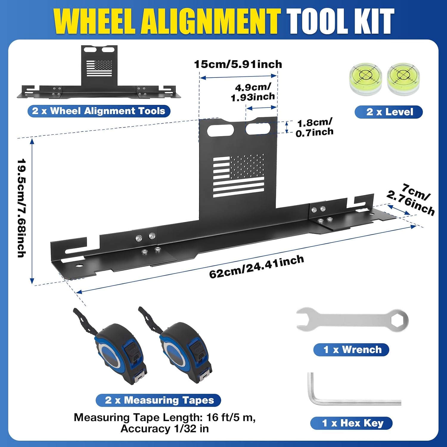 Loyala Wheel Alignment Tool with 2 Measuring Tapes 2 PCS Toe Alignment Tool Plates Camber Alignment Tool for Automotive Truck SUVs RV Tire Repair Home Use Automotive Tools