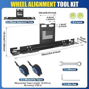 Loyala Wheel Alignment Tool with 2 Measuring Tapes 2 PCS Toe Alignment Tool Plates Camber Alignment Tool for Automotive Truck SUVs RV Tire Repair Home Use Automotive Tools
