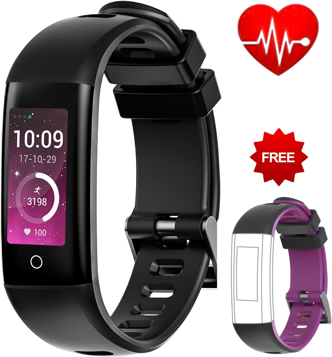 AUNEY Fitness Tracker Activity Tracker Color Screen Sport Band Smart Wristband Bracelet Waterproof Heart Rate Sleep Monitor Pedometer for IOS and Android