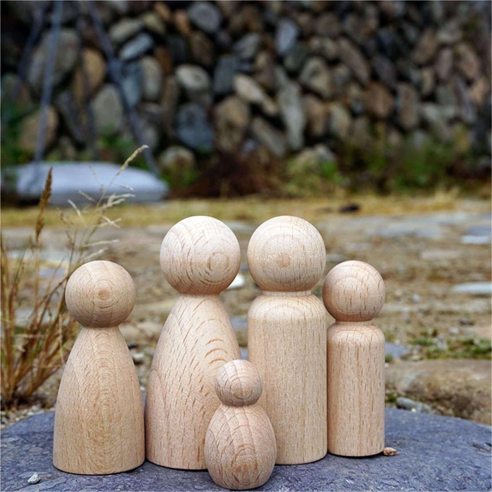 Muñecas de Madera Peg 50 piezas de manualidades madera sin pintar, muñeca con clavija Natural, espacios en blanco for decoraciones(Bamboo Shoots)