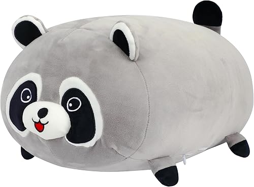 Cuteoy Almohada de peluche de mapache de 17.7 pulgadas, suave y cómoda, almohada grande para el cuerpo, juguete de peluche para niñas y niños