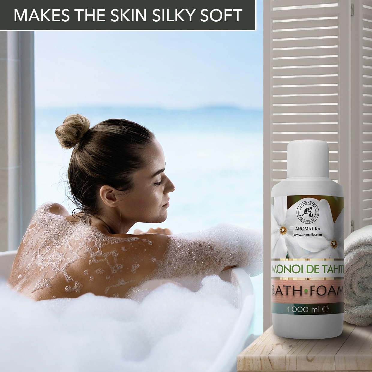 Espuma Baño de Monoi de Tahiti 1000ml - Belleza - Cuidado del Cuerpo - Bienestar - Relajación - Fragancia Exótica - Aromaterapia - Spa - Baños de Burbujas - Bath Foam Monoi de Tahiti