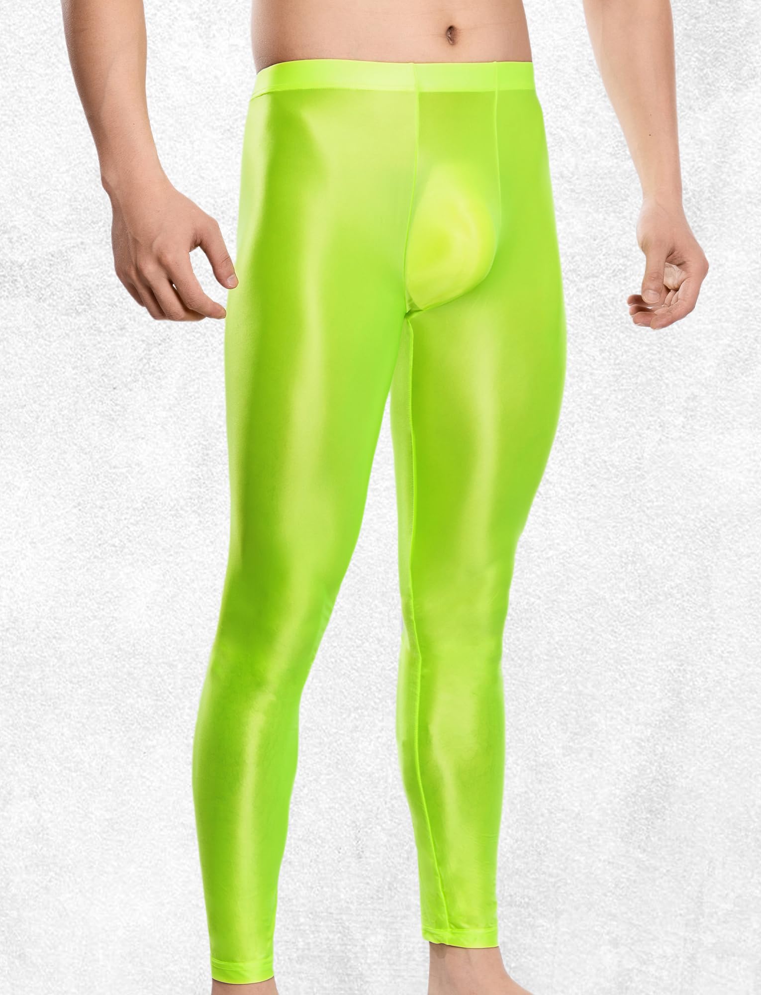 AIEOE Herren Leggings Glänzend Skinny Sportleggings Leicht Durchsichtig Strumpfhose Eng Laufhose Weich Unterhose Tights Stretch