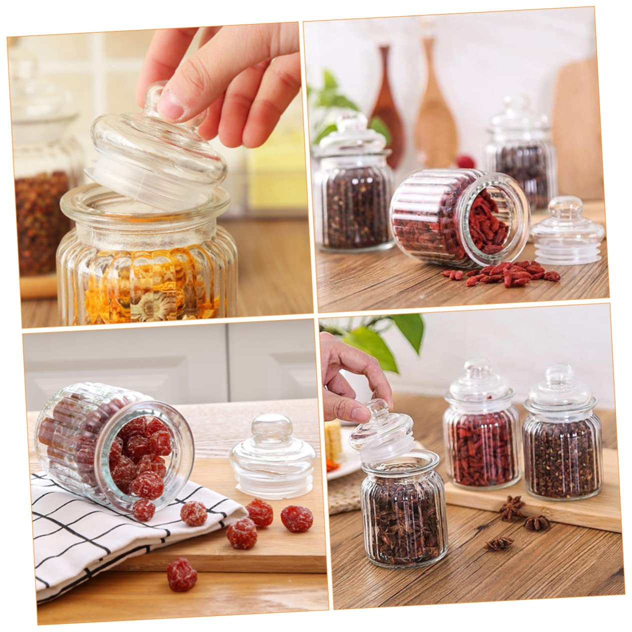 4pezzi Contenitori Trasparenti Chiusura Ermetica Barattoli Per Alimenti Dried Fruit e Snack Per Cucina e Organizzazione Spazio