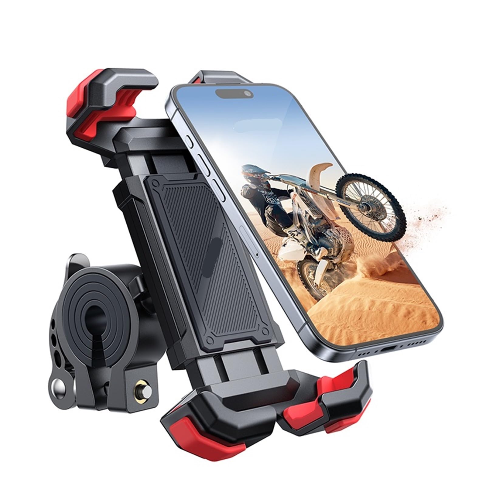 Uchwyt na Telefon Rowerowy Uchwyt na telefon do roweru, uchwyt na telefon do motocykla, ulepszony, regulowany uchwyt na telefon, uchwyt na kierownicę roweru i skutera(Black)
