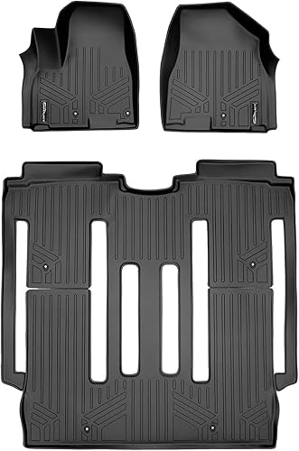 MAXLINER - Juego de alfombrillas de suelo de ajuste personalizado de 2 filas compatibles con Kia Sedona 2015-2021