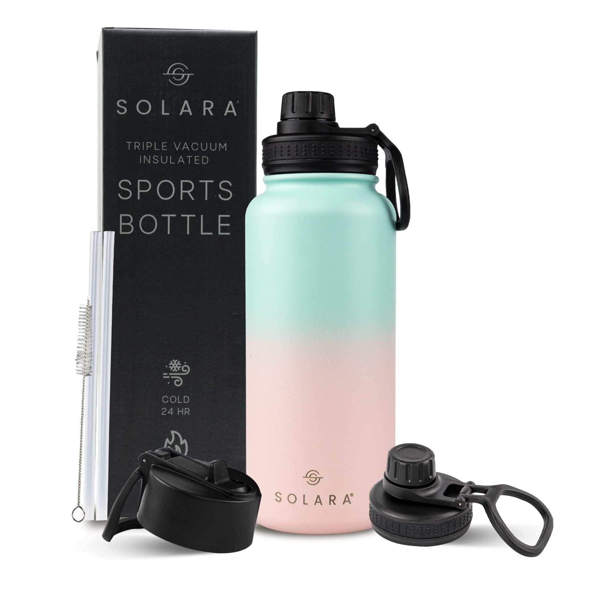 SOLARA Insulated Water Bottle 1 Litre, Hot Water Bottle, 1000ml Thermosteel Water Bottles for Travel, Home, Office, School, Gym, Adults, Water Bottle Hot and Cold, Sipper Bottle, Teal Pink