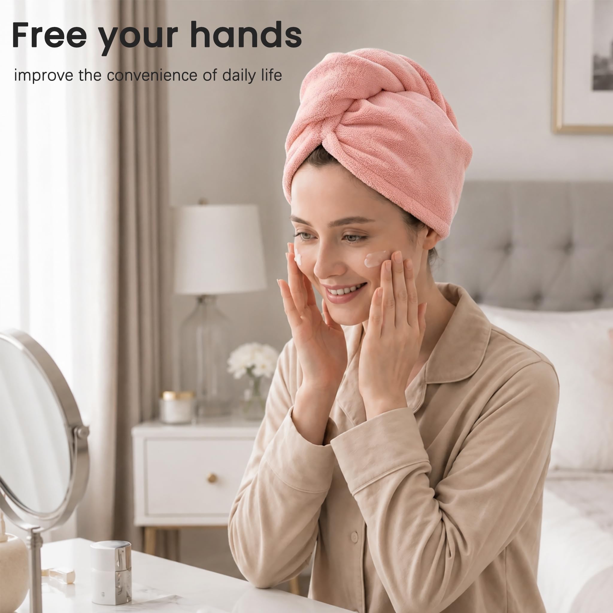 Shakeel Asciugamani Turbante in Microfibra, Super Assorbenti e a Asciugatura Rapida, con Design a Bottoni, Perfetti per Capelli Bagnati, Doccia e Spa - 1 Pcs, Grigio