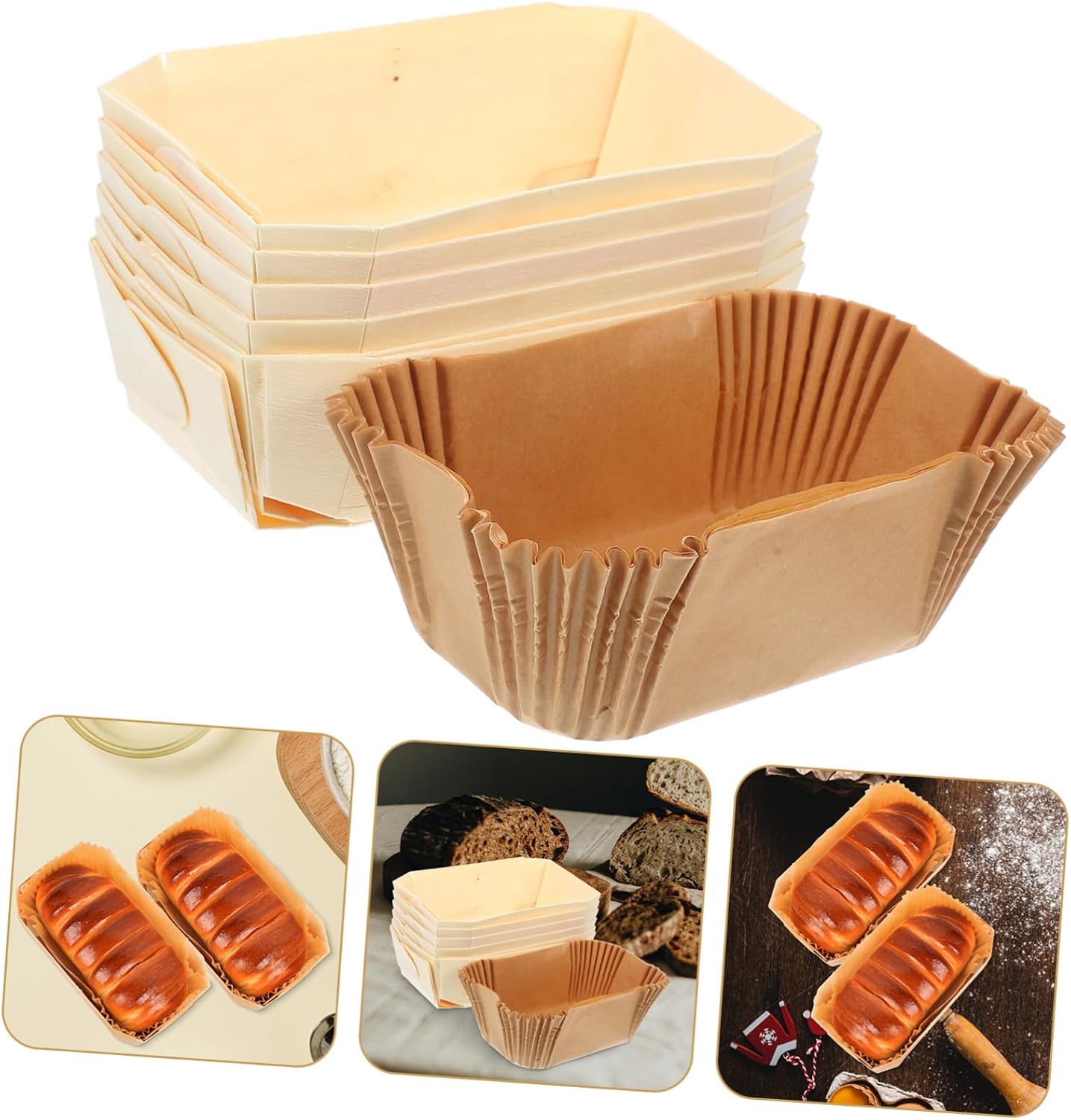 Cabilock 6pcs Non-stick Toast Moulds Wood Color Bread Baking Tool for Easy Demoulding for Home Bakers and Kitchen