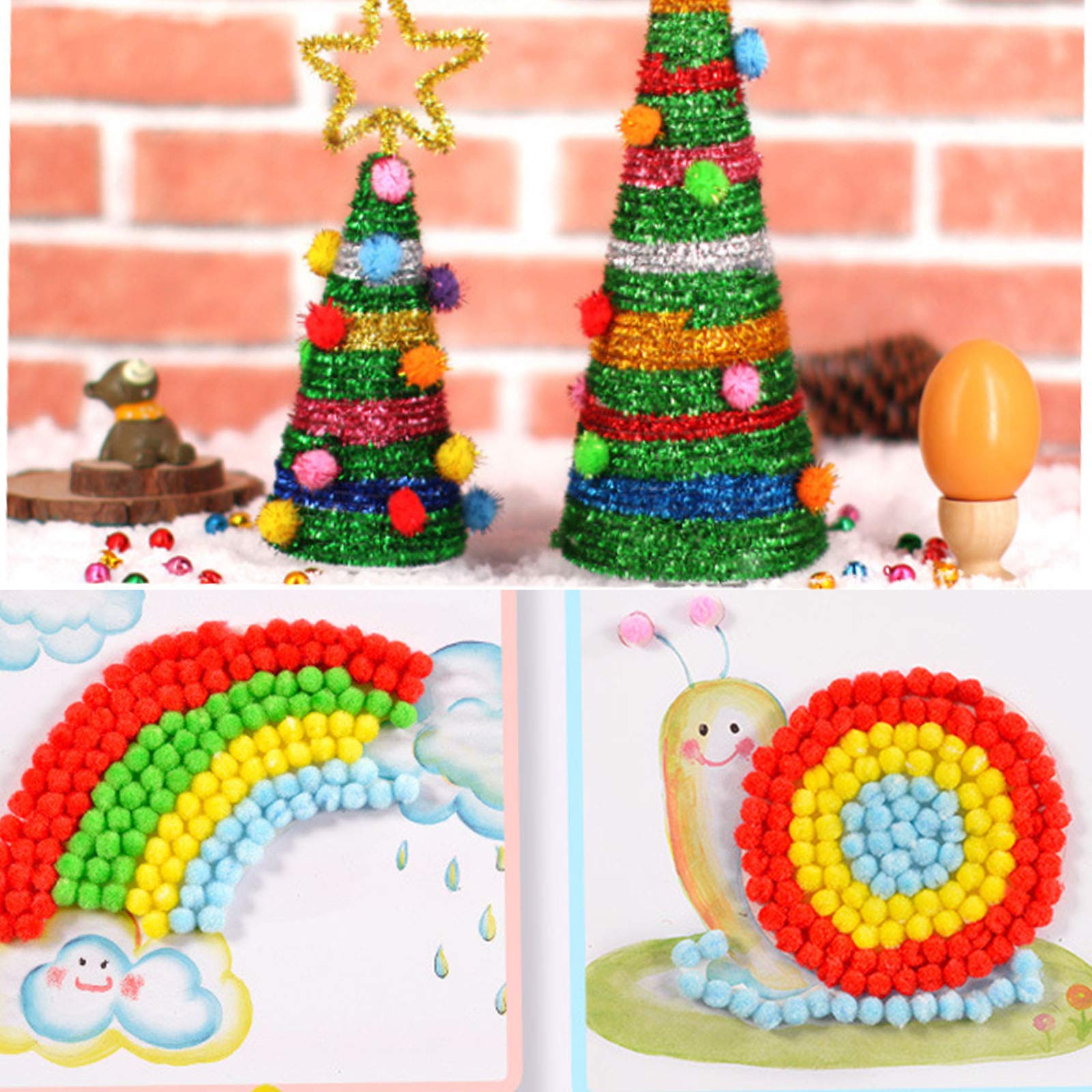 1100 Pompon Colorati 10 Mm - Per Crafting, Decorazioni Fai Da Te, Pasqua E Natale, Morbidi E Riutilizzabili