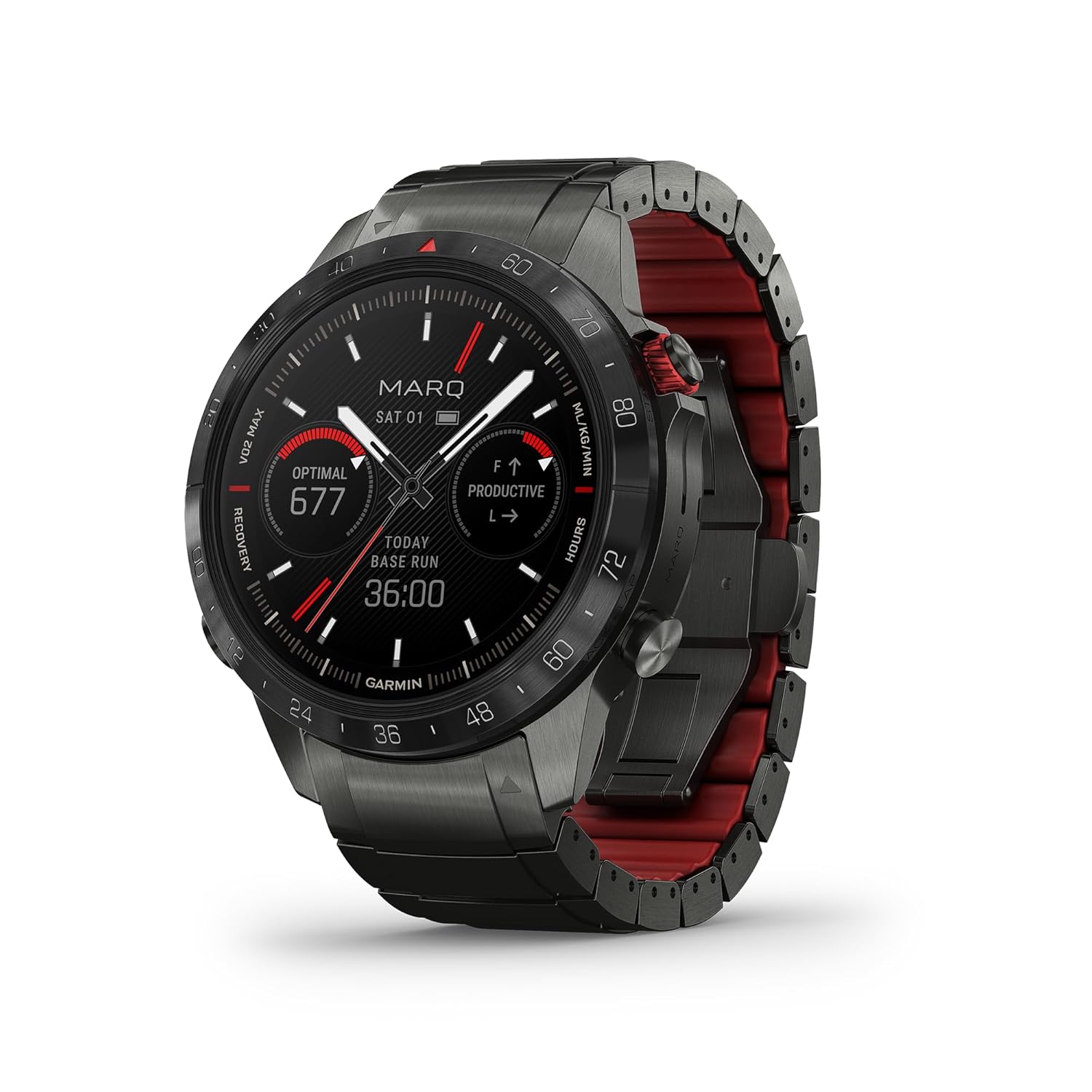 Garmin MARQ Athlete Gen 2 Performance Edition Modern Tool Smartwatch Titanium Case Hybrid Titanium Silicone Bracelet Sapphire Lens