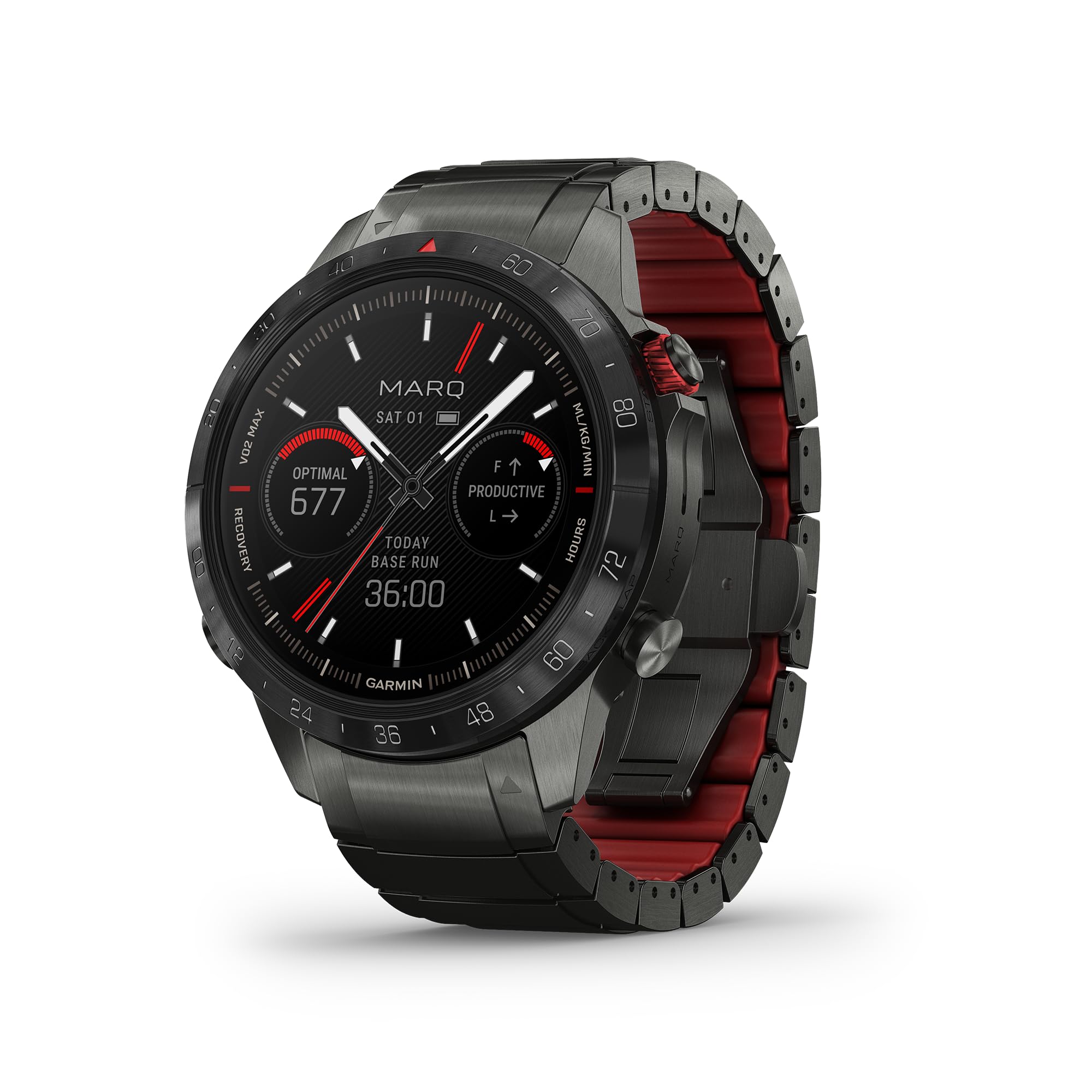 Garmin MARQ Athlete Gen 2 Performance Edition Modern Tool Smartwatch Titanium Case Hybrid Titanium Silicone Bracelet Sapphire Lens