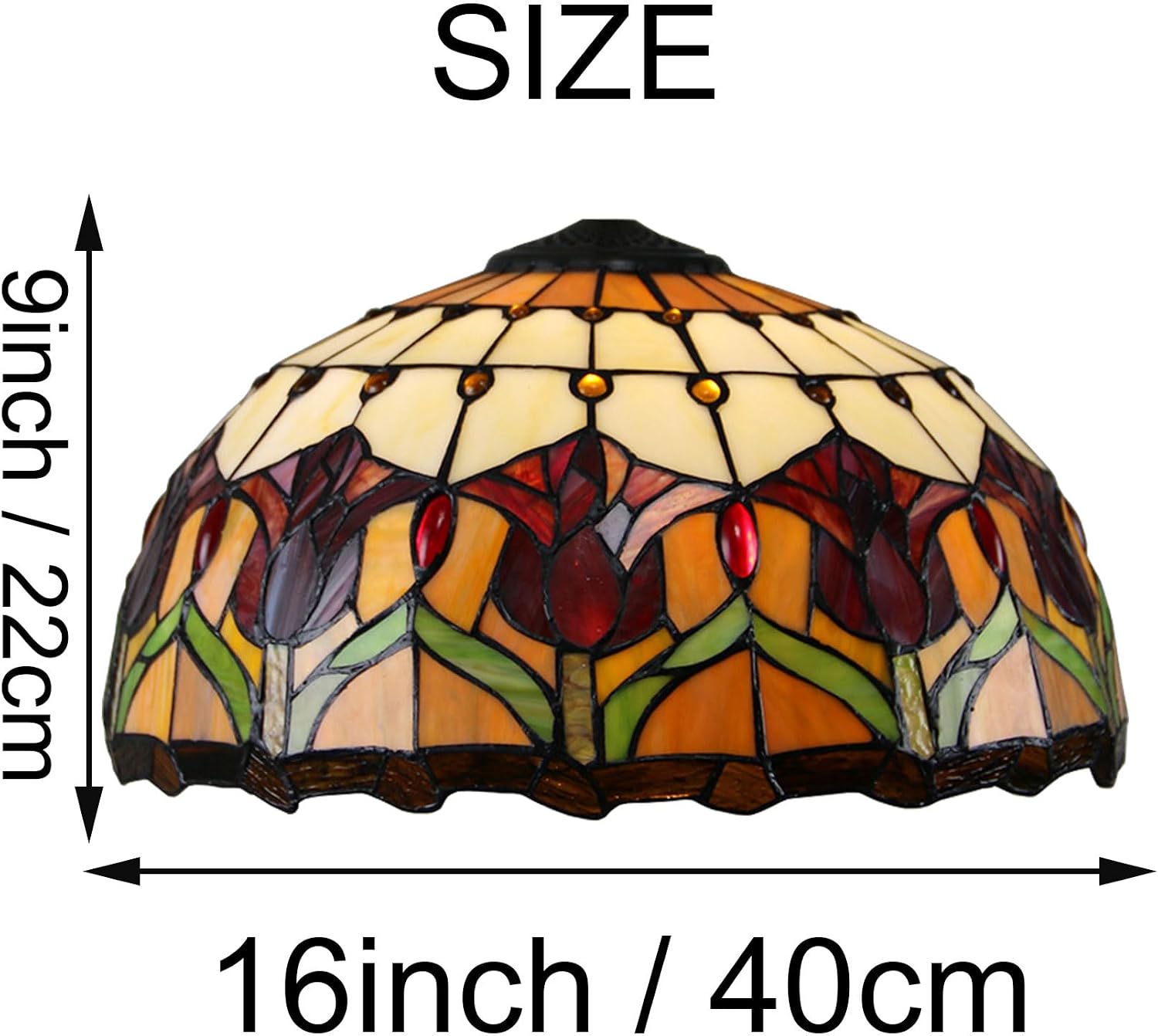 16 Inch Tulip Lampshade Replacement, Tiffany Style Floral Stained Glass Lamp Shade Only for Table Lamps Pendant Lamps Floor Lights Floor Lamp Accent Lamp Chandelier,Orange