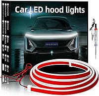 YM E-Bright LED Hood Light Strip: Waterproof Dynamic Scan DRL for Cars, Trucks, SUVs - 70" Flexible 12V White Exterior Lights