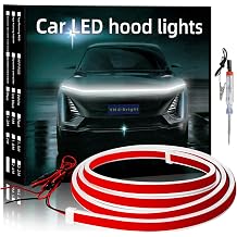 YM E-Bright Led Hood Light Strip Exterior Car Led Strip Light Waterproof Headlight Flexible DRL Dynamic Scan Start Up Hoodbeam Kit Daytime Running Lights for Car,Truck,SUV,12V 70inch,White,1 Set