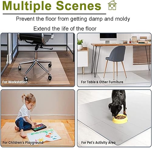 Miniatura 7 de Alfombras de área de 4.3 x 10.8 pies, protector de piso de plástico de vinilo transparente, grosor de 0.059 in0.06 pulgadas, alfombrilla