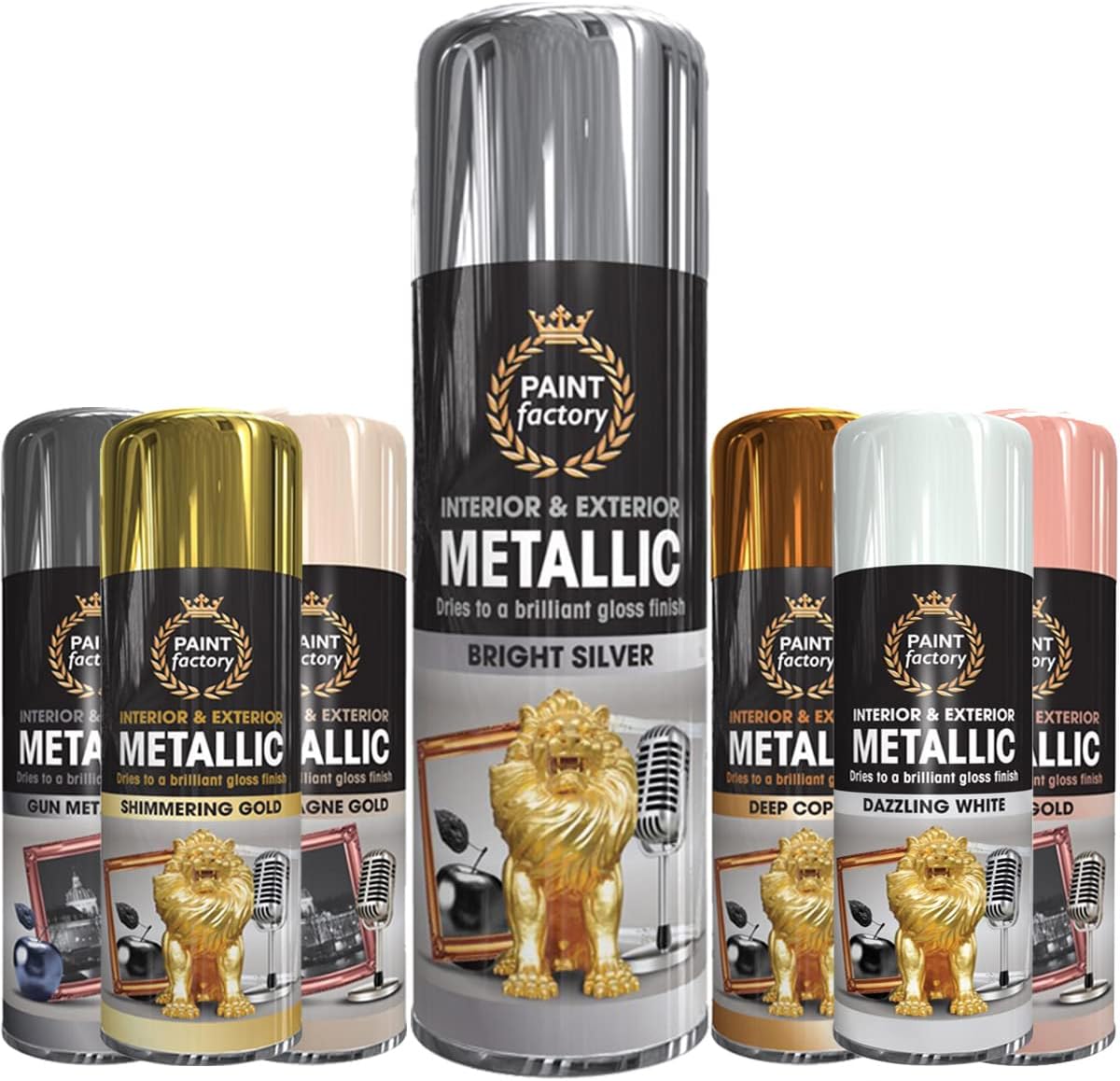 1 x Metallic Bright Silver Spray Paint 400ml Multi-Purpose Use, Spray for Metal and Wooden Furniture, Ornaments, Decorative Items and Much More for Interior & Exterior