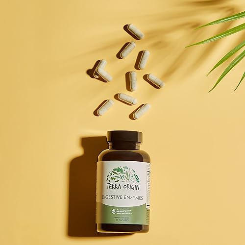 Miniatura 6 de TERRA ORIGIN Enzimas digestivas con probióticos y prebióticos  60 cápsulas  Apoya la salud intestinal digestiva  Sin OMG, sin gluten, vegano  para