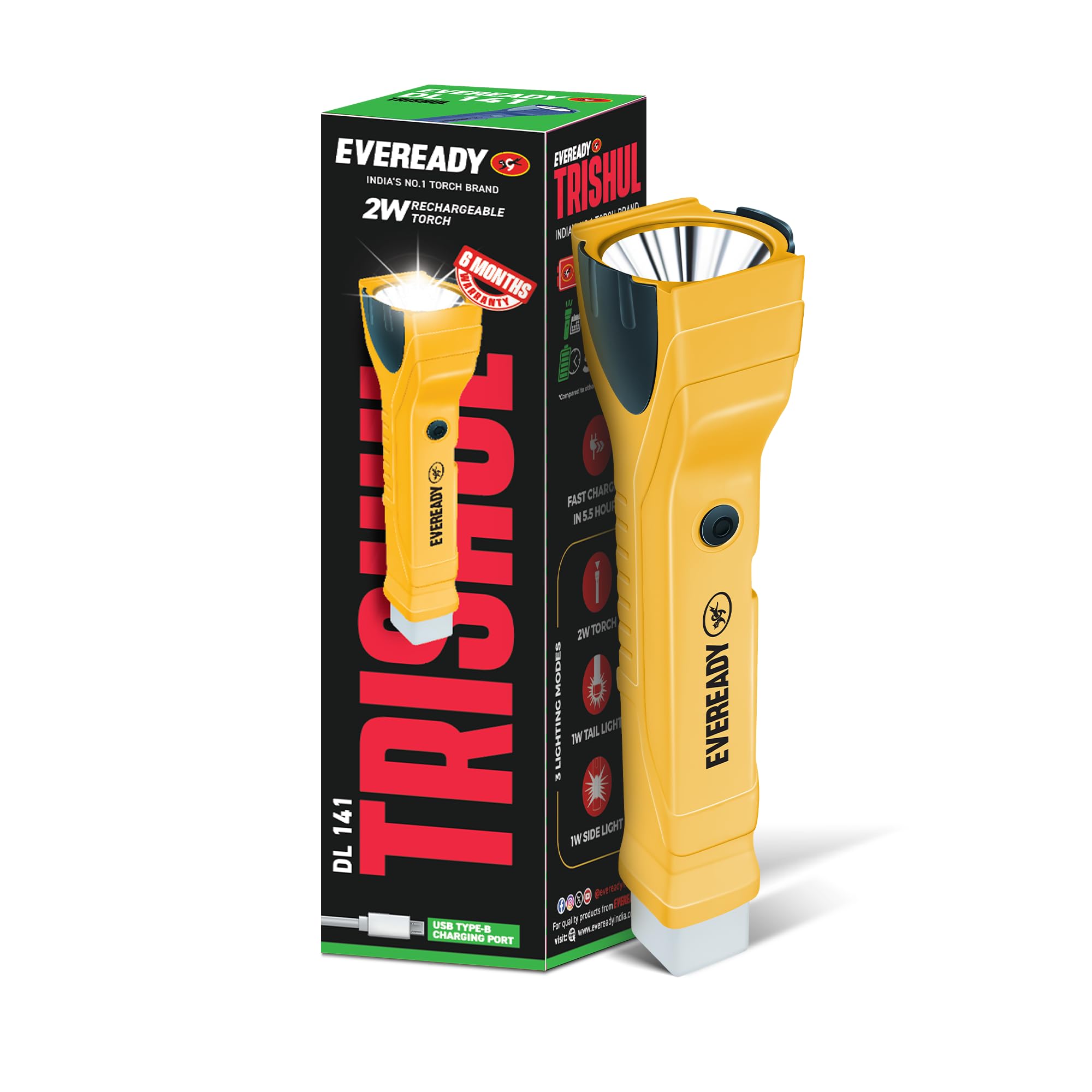 Eveready Trishul DL141 3-in-1 Rechargeable Torch – 360° Light