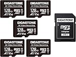 GIGASTONE 100GB Micro SD Card, A1 V30 4K Video Recording, Compatible with Security Camera, Dash Cam, Drone, 100MB/s MicroSDXC Memory Card UHS-I, with Adapter