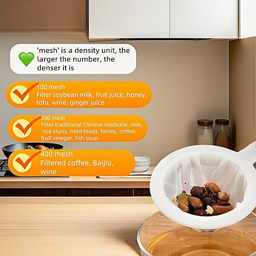 Miniatura 3 de Juego de coladores de malla de nailon ultrafino de alta densidad, 3 en 1 (100200400 micrones), malla de nailon, malla 100200400 para café, miel,