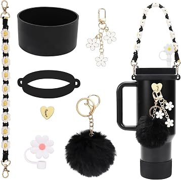Stanley Cup Accessory Set 7-Piece Bundle Including Straw Cover, Silicone Boot, Hand Strap, 4 Charms for 40oz & 30oz Tumblers