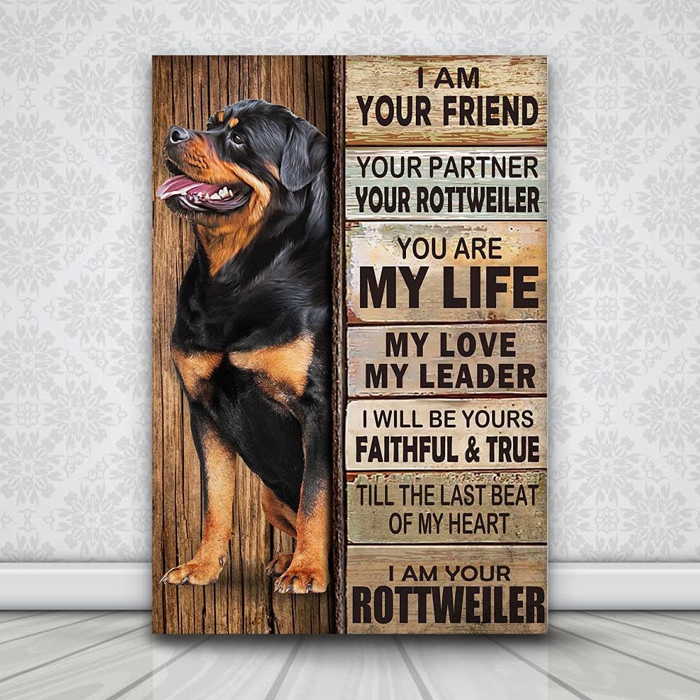 Kwqdozf Tin Sign-3 12X16inch Rottweiler I Am Your Friend Partner Dog Vintage Metal Aluminum Ti