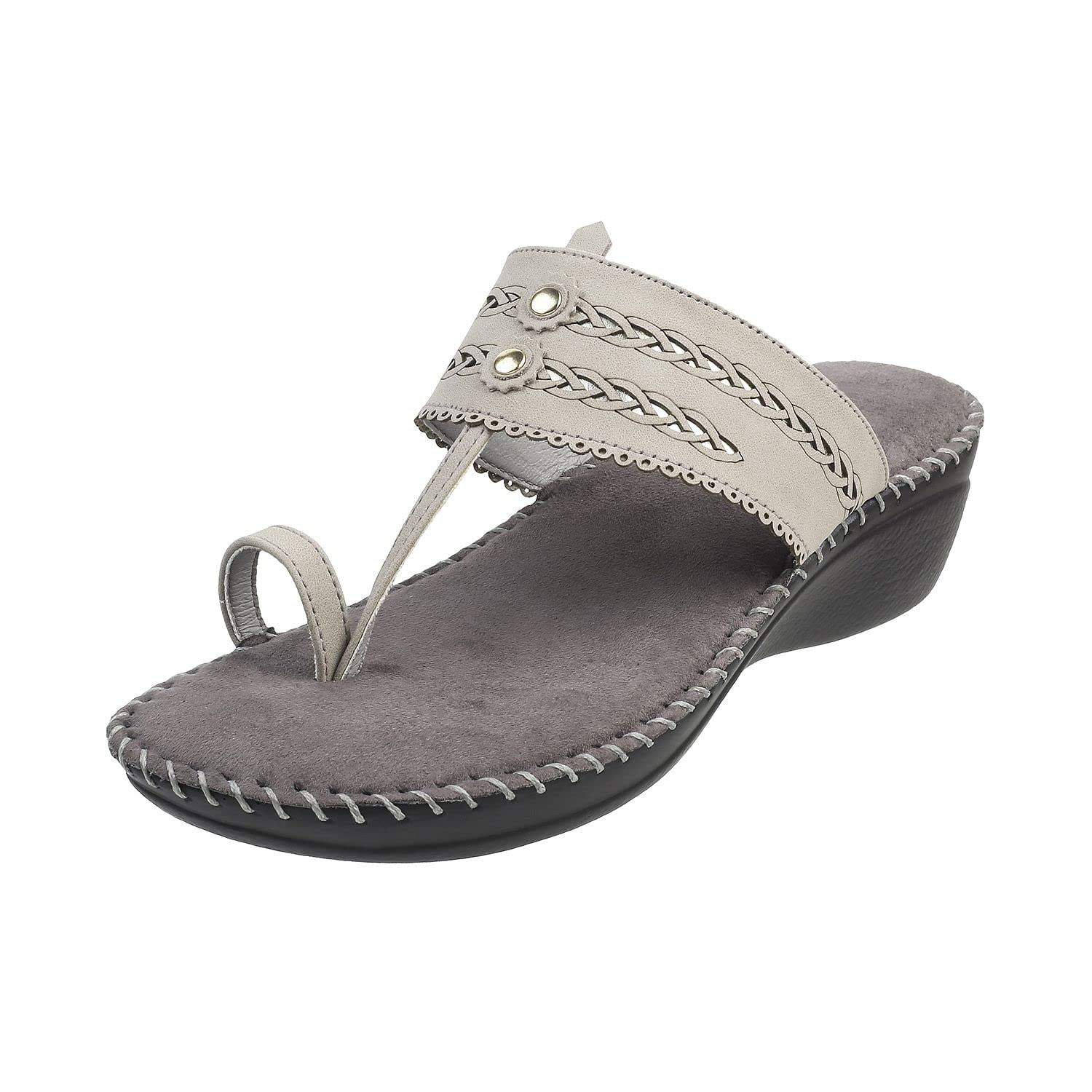 Metro Womens Grey Ethnic Embellished Kolhapuri Fashion Comfort Slip-on Sandal UK/4 EU/37 (44-21) (B0BRVMJZ57) Amazon Price History, Amazon Price Tracker