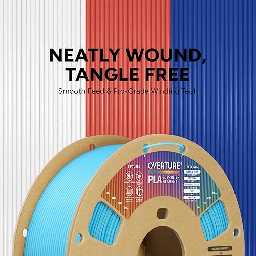 Vista 262 de Overture - Filamento PLA de impresión 3D para la mayoría de FDM en 1.75 milímetros, en bobina de 1 kilogramo de 200 x 200 milímetros y de precisión