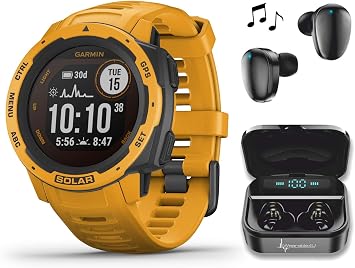 Amazon.com: Garmin Instinct Solar Premium GPS Smartwatch con incluido  Wearable4U Ultimate auriculares negros con carga Power Bank Case Bundle  (Sunburst) : Electrónica