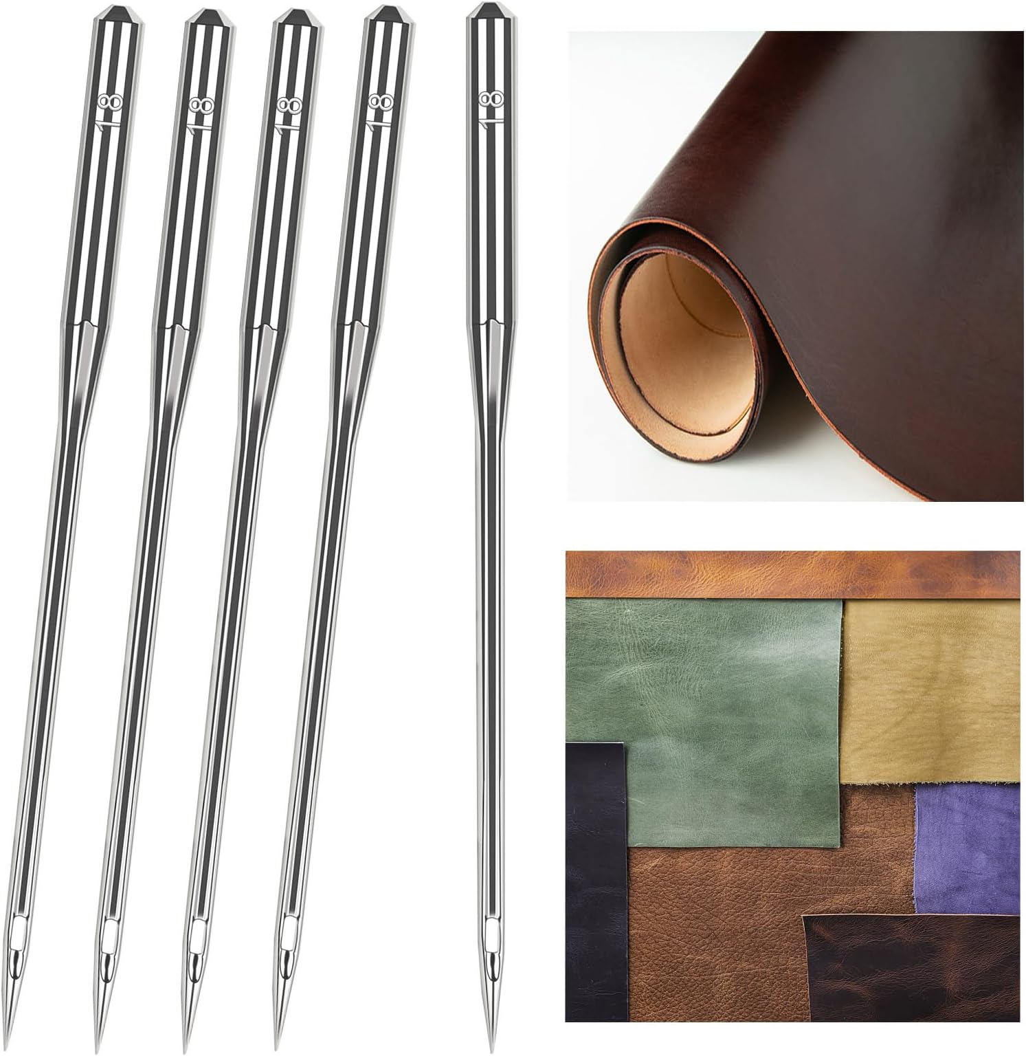 100 Pcs Universal Size 110/18 Heavy Duty Sewing Machine Needles, Quliting Sewing Machine Needles for Leather, Compatible with Kind of Home Sewing Machine