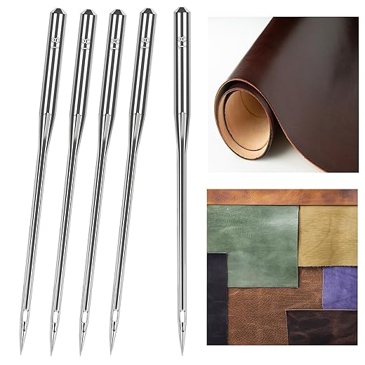 100 Pcs Size 110/18 Universal Leather&Jeans Sewing Machine Needles, Heavy Duty Machine Needles for Thickened Fabrics, Compatible with Home Sewing Machine
