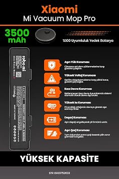 robo mi Mi Vacuum Mop Pro Uyumlu 3500mAh Robot Süpürge Bataryası