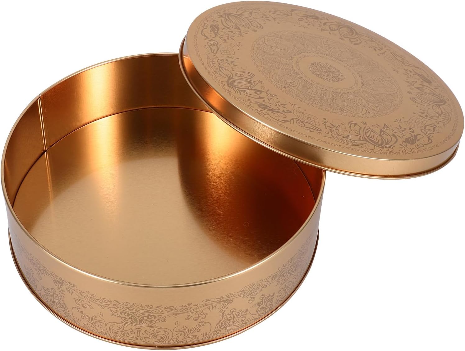 Tinplate Cookie Boxes Cake Storage Container with Lid Round Metal Cake Tin Sturdy Baking Tray for Oven Use Vintage Style Food Storage in Kitchen