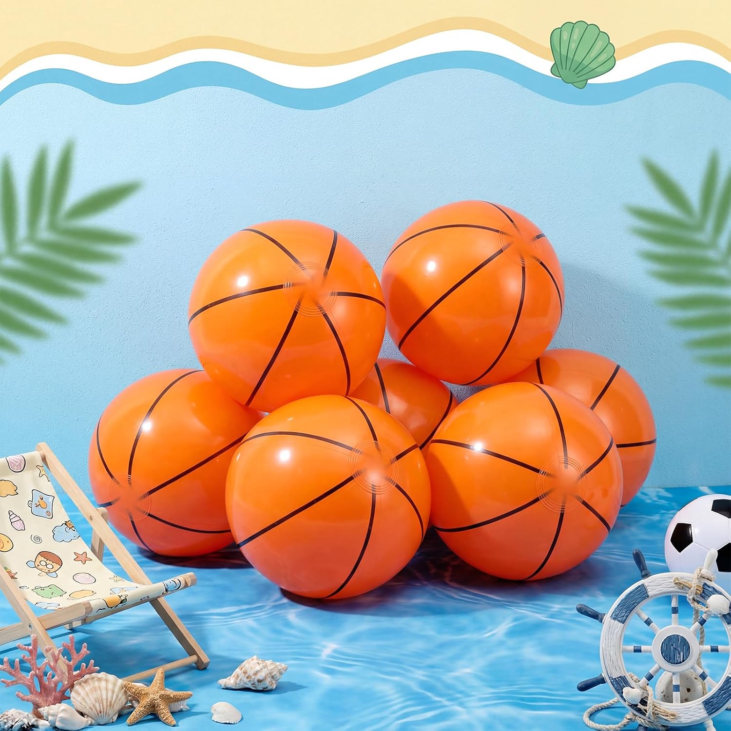 Chivao 24 Pack 16 Inch Inflatable Basketball Beach Balls Giant Blow up Basketball Swimming Pool Toys for Summer Indoor Outdoor Water Games Sports Themed Birthdays Party Favor