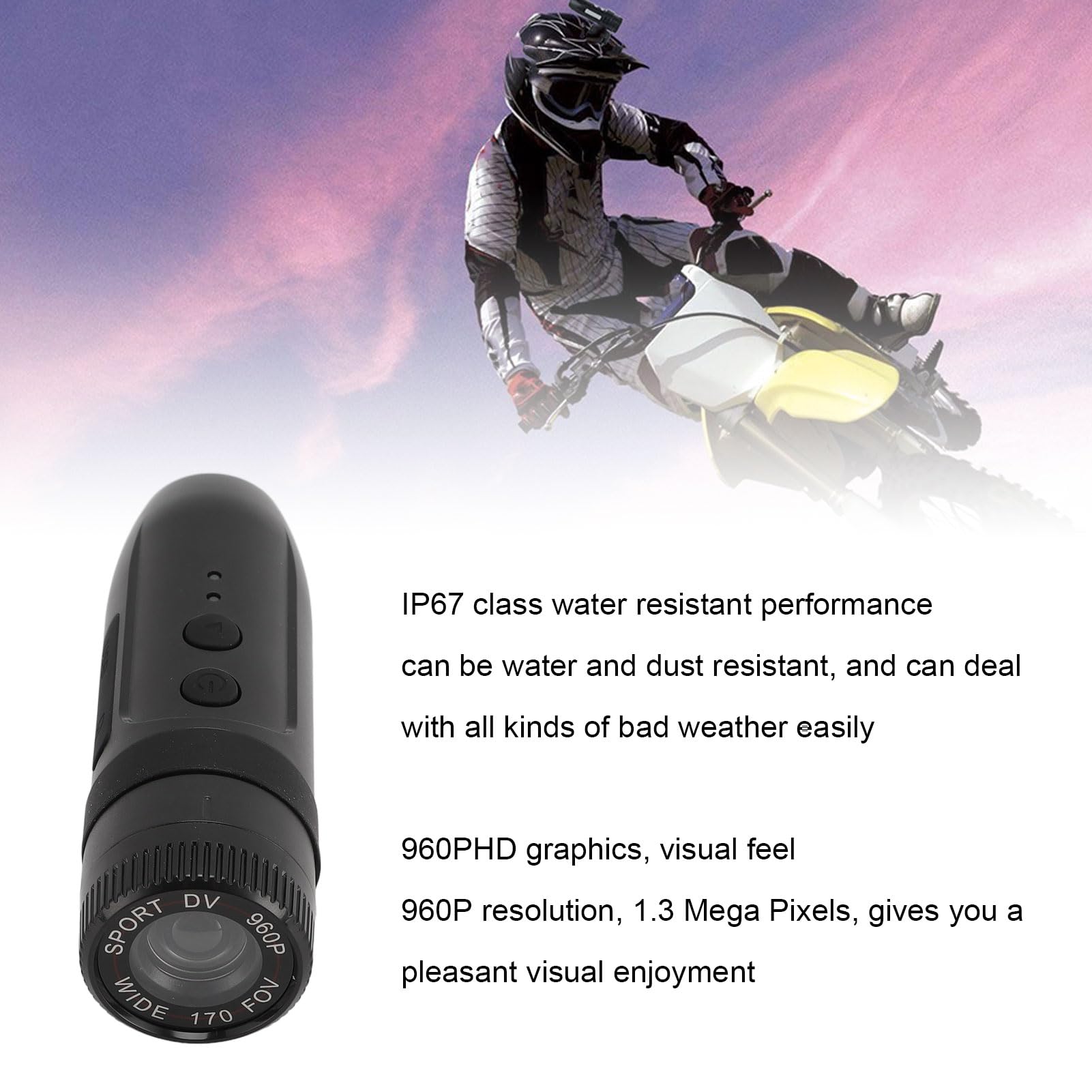 Motorradhelmkamera 1080P Sport-Actionkamera 170° Weitwinkel IP67 wasserdichte Dashcam 128G Erweiterbar