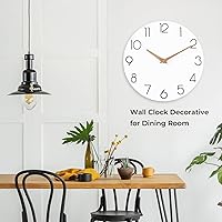 Vista 6 de Wall Clock, White Silent Non-Ticking, Decorative Battery Operated Wall Clocks for Bedroom, Kitchen, Home, Office, School, Hotel (8 Inch)