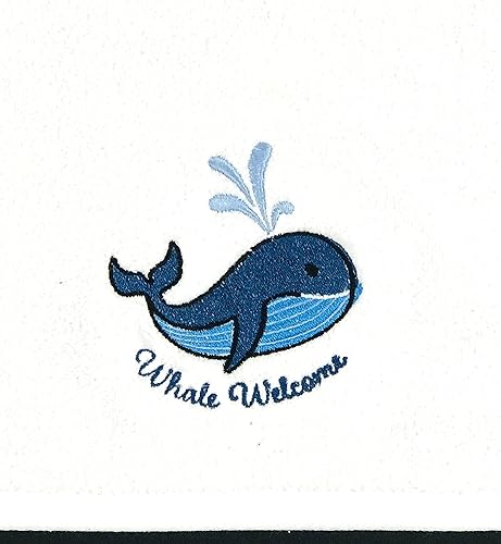 Miniatura 2 de Serafina Home Toallas de mano suaves y absorbentes para invitados de ballena de verano saludos amigables con el océano, 2 piezas (Whale Hello There)