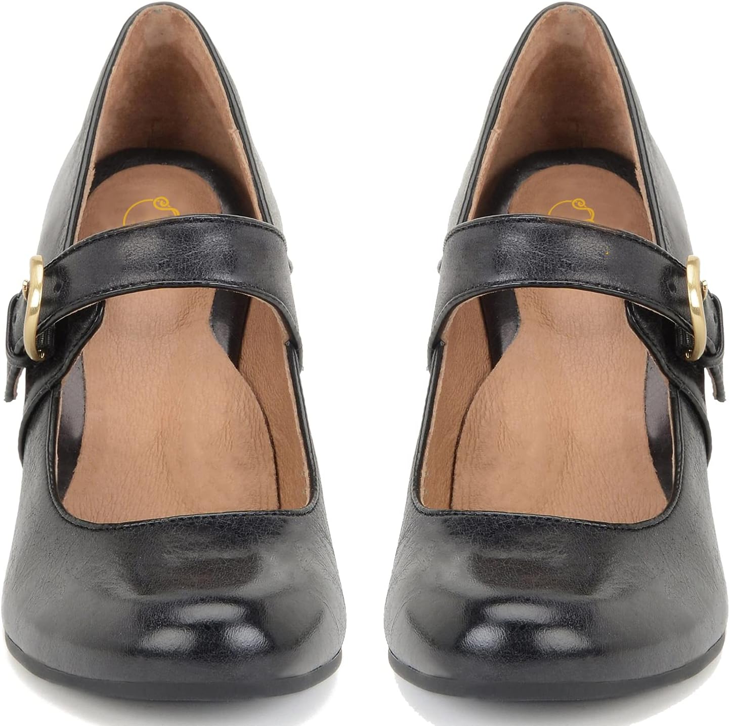 SHODENSE Women Vintage Chunky High Heel Mary Jane Shoes Round Closed Toe Ankle Strap Dress Sandals 3" Block Heels Mary Jane Lolita Pumps Two-Toned Patchwork Buckle Office Lady Wedding Retro 4-11 M US - Image 6